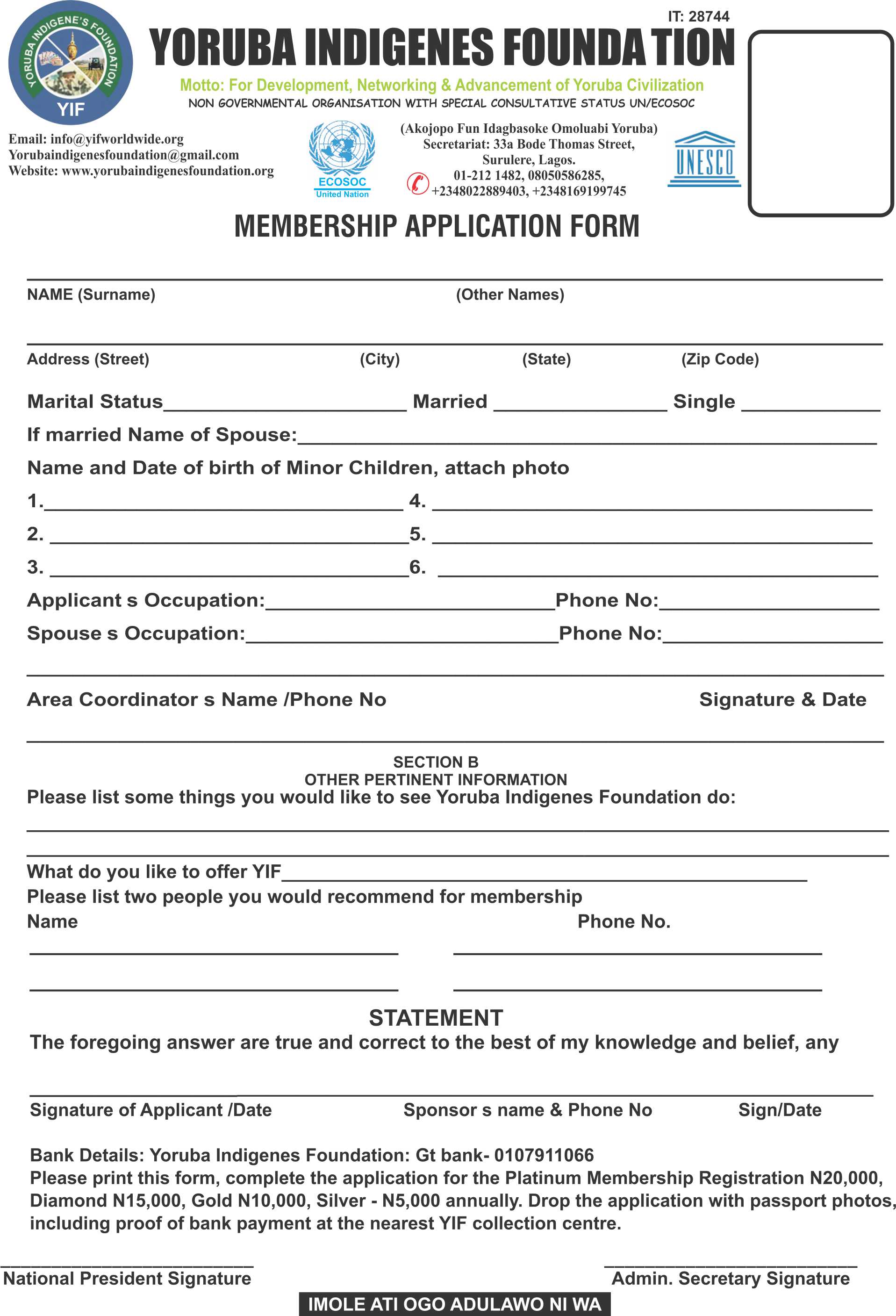YIF Registration Form